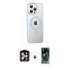 MARSİLYAN™- iPhone 14 Pro Max Kılıf Yörünge Koleksiyonu - Siyah 360 Mat Full Body Arka Koruyucu + Turuncu PVD Metal Kamera Lens