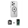 MARSİLYAN™- iPhone 14 Pro Max Kılıf Yörünge Koleksiyonu - Siyah 360 Mat Full Body Arka Koruyucu + Turuncu PVD Metal Kamera Lens