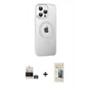 MARSİLYAN™- iPhone 14 Pro Max Kılıf Yörünge Koleksiyonu - Siyah 6D Mat Seramik Hayalet Nano Ekran Koruyucu + Gümüş Bilvis Titan Kamera Lens