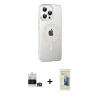 MARSİLYAN™- iPhone 14 Pro Max Kılıf Yörünge Koleksiyonu - Siyah 6D Mat Seramik Hayalet Nano Ekran Koruyucu + Gümüş Bilvis Titan Kamera Lens