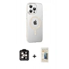 MARSİLYAN™- iPhone 14 Pro Max Kılıf Yörünge Koleksiyonu - Siyah 6D Mat Seramik Hayalet Nano Ekran Koruyucu + Turuncu PVD Metal Kamera Lens
