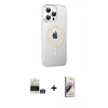 MARSİLYAN™- iPhone 14 Pro Max Kılıf Yörünge Koleksiyonu - Siyah Bilvis 3D Mat Cam Ekran Koruyucu + Gümüş Bilvis Titan Kamera Lens