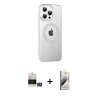 MARSİLYAN™- iPhone 14 Pro Max Kılıf Yörünge Koleksiyonu - Siyah Bilvis 3D Mat Cam Ekran Koruyucu + Gümüş Bilvis Titan Kamera Lens