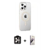 MARSİLYAN™- iPhone 14 Pro Max Kılıf Yörünge Koleksiyonu - Siyah Bilvis 3D Mat Cam Ekran Koruyucu + PVD Metal Kamera Lens - TU
