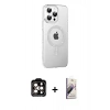 MARSİLYAN™- iPhone 14 Pro Max Kılıf Yörünge Koleksiyonu - Siyah Bilvis 3D Mat Cam Ekran Koruyucu + PVD Metal Kamera Lens - TU