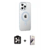 MARSİLYAN™- iPhone 14 Pro Max Kılıf Yörünge Koleksiyonu - Siyah Bilvis 3D Mat Cam Ekran Koruyucu + PVD Metal Kamera Lens - TU