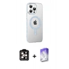MARSİLYAN™- iPhone 14 Pro Max Kılıf Yörünge Koleksiyonu - Siyah Bilvis 5in1 3D Magic Cam Ekran Koruyucu + PVD Metal Kamera Lens - TU