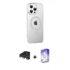 MARSİLYAN™- iPhone 14 Pro Max Kılıf Yörünge Koleksiyonu - Siyah Bilvis 5in1 3D Magic Cam Ekran Koruyucu + Gümüş Raze Metal Kamera Lens
