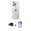 MARSİLYAN™- iPhone 14 Pro Max Kılıf Yörünge Koleksiyonu - Siyah Bilvis 5in1 3D Magic Cam Ekran Koruyucu + Gümüş Raze Metal Kamera Lens