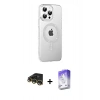 MARSİLYAN™- iPhone 14 Pro Max Kılıf Yörünge Koleksiyonu - Siyah Bilvis 5in1 3D Magic Cam Ekran Koruyucu + Raze Metal Kamera Lens - GD