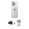 MARSİLYAN™- iPhone 14 Pro Max Kılıf Yörünge Koleksiyonu - Siyah Bilvis 5in1 3D Magic Cam Ekran Koruyucu + Gümüş Raze Metal Kamera Lens