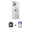 MARSİLYAN™- iPhone 14 Pro Max Kılıf Yörünge Koleksiyonu - Siyah Bilvis 5in1 3D Magic Cam Ekran Koruyucu + PVD Metal Kamera Lens - TU