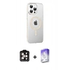 MARSİLYAN™- iPhone 14 Pro Max Kılıf Yörünge Koleksiyonu - Siyah Bilvis 5in1 3D Magic Cam Ekran Koruyucu + PVD Metal Kamera Lens - TU