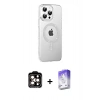 MARSİLYAN™- iPhone 14 Pro Max Kılıf Yörünge Koleksiyonu - Siyah Bilvis 5in1 3D Magic Cam Ekran Koruyucu + PVD Metal Kamera Lens - TU