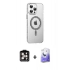MARSİLYAN™- iPhone 14 Pro Max Kılıf Yörünge Koleksiyonu - Siyah Bilvis 5in1 5D Magic Hayalet Cam Ekran Koruyucu + PVD Metal Kamera Lens - TU