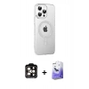 MARSİLYAN™- iPhone 14 Pro Max Kılıf Yörünge Koleksiyonu - Siyah Bilvis 5in1 5D Magic Hayalet Cam Ekran Koruyucu + PVD Metal Kamera Lens - TU