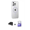 MARSİLYAN™- iPhone 14 Pro Max Kılıf Yörünge Koleksiyonu - Siyah Bilvis 5in1 5D Magic Hayalet Cam Ekran Koruyucu + Gümüş Raze Metal Kamera Lens