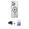 MARSİLYAN™- iPhone 14 Pro Max Kılıf Yörünge Koleksiyonu - Siyah Bilvis 5in1 5D Magic Hayalet Cam Ekran Koruyucu + Gümüş Raze Metal Kamera Lens