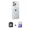 MARSİLYAN™- iPhone 14 Pro Max Kılıf Yörünge Koleksiyonu - Siyah Bilvis 5in1 5D Magic Hayalet Cam Ekran Koruyucu + PVD Metal Kamera Lens - TU