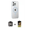MARSİLYAN™- iPhone 14 Pro Max Kılıf Yörünge Koleksiyonu - Siyah Buffer Cam Ekran Koruyucu + PVD Metal Kamera Lens - TU