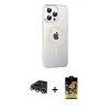 MARSİLYAN™- iPhone 14 Pro Max Kılıf Yörünge Koleksiyonu - Siyah Buffer Cam Ekran Koruyucu + Raze Metal Kamera Lens - GS