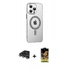MARSİLYAN™- iPhone 14 Pro Max Kılıf Yörünge Koleksiyonu - Siyah Buffer Cam Ekran Koruyucu + Raze Metal Kamera Lens - GS
