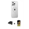 MARSİLYAN™- iPhone 14 Pro Max Kılıf Yörünge Koleksiyonu - Siyah Buffer Cam Ekran Koruyucu + Raze Metal Kamera Lens - GS