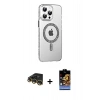 MARSİLYAN™- iPhone 14 Pro Max Kılıf Yörünge Koleksiyonu - Siyah Buffer Hayalet Cam Ekran Koruyucu + Raze Metal Kamera Lens - GD