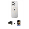 MARSİLYAN™- iPhone 14 Pro Max Kılıf Yörünge Koleksiyonu - Siyah Buffer Hayalet Cam Ekran Koruyucu + Raze Metal Kamera Lens - GD