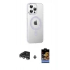 MARSİLYAN™- iPhone 14 Pro Max Kılıf Yörünge Koleksiyonu - Siyah Buffer Hayalet Cam Ekran Koruyucu + Raze Metal Kamera Lens - GS