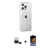 MARSİLYAN™- iPhone 14 Pro Max Kılıf Yörünge Koleksiyonu - Siyah Buffer Hayalet Cam Ekran Koruyucu + Siyah Bilvis Titan Kamera Lens