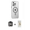 MARSİLYAN™- iPhone 14 Pro Max Kılıf Yörünge Koleksiyonu - Siyah Mat Seramik Nano Ekran Koruyucu + Turuncu PVD Metal Kamera Lens