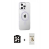 MARSİLYAN™- iPhone 14 Pro Max Kılıf Yörünge Koleksiyonu - Siyah Mat Seramik Nano Ekran Koruyucu + Turuncu PVD Metal Kamera Lens