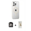 MARSİLYAN™- iPhone 14 Pro Max Kılıf Yörünge Koleksiyonu - Siyah Mat Seramik Nano Ekran Koruyucu + Turuncu PVD Metal Kamera Lens