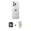 MARSİLYAN™- iPhone 14 Pro Max Kılıf Yörünge Koleksiyonu - Siyah Mat Seramik Nano Ekran Koruyucu + Turuncu PVD Metal Kamera Lens