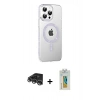 MARSİLYAN™- iPhone 14 Pro Max Kılıf Yörünge Koleksiyonu - Siyah Polymer Nano Ekran Koruyucu + Gümüş Raze Metal Kamera Lens