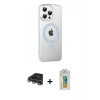 MARSİLYAN™- iPhone 14 Pro Max Kılıf Yörünge Koleksiyonu - Siyah Polymer Nano Ekran Koruyucu + Gümüş Raze Metal Kamera Lens