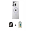 MARSİLYAN™- iPhone 14 Pro Max Kılıf Yörünge Koleksiyonu - Siyah Polymer Nano Ekran Koruyucu + PVD Metal Kamera Lens - TU