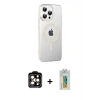 MARSİLYAN™- iPhone 14 Pro Max Kılıf Yörünge Koleksiyonu - Siyah Polymer Nano Ekran Koruyucu + PVD Metal Kamera Lens - TU