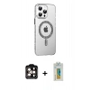 MARSİLYAN™- iPhone 14 Pro Max Kılıf Yörünge Koleksiyonu - Siyah Polymer Nano Ekran Koruyucu + PVD Metal Kamera Lens - TU