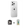 MARSİLYAN™- iPhone 14 Pro Max Kılıf Yörünge Koleksiyonu - Siyah Polymer Nano Ekran Koruyucu + PVD Metal Kamera Lens - TU