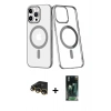 MARSİLYAN™- iPhone 14 Pro Max Kılıf Yörünge Minimal - Şeffaf 360 Full Body Arka Koruyucu + Raze Metal Kamera Lens - GD