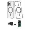 MARSİLYAN™- iPhone 14 Pro Max Kılıf Yörünge Minimal - Şeffaf 360 Full Body Arka Koruyucu + Raze Metal Kamera Lens - GS