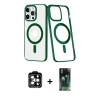 MARSİLYAN™- iPhone 14 Pro Max Kılıf Yörünge Minimal - Şeffaf 360 Full Body Arka Koruyucu + Turuncu PVD Metal Kamera Lens