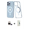 MARSİLYAN™- iPhone 14 Pro Max Kılıf Yörünge Minimal - Şeffaf Pasifik Cam Ekran Koruyucu + Bilvis Titan Kamera Lens - DNMR