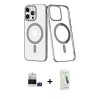 MARSİLYAN™- iPhone 14 Pro Max Kılıf Yörünge Minimal - Şeffaf Pasifik Cam Ekran Koruyucu + Bilvis Titan Kamera Lens - DNMR