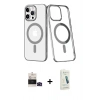 MARSİLYAN™- iPhone 14 Pro Max Kılıf Yörünge Minimal - Şeffaf Pasifik Cam Ekran Koruyucu + Bilvis Titan Kamera Lens - SH
