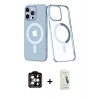 MARSİLYAN™- iPhone 14 Pro Max Kılıf Yörünge Minimal - Şeffaf Pasifik Cam Ekran Koruyucu + PVD Metal Kamera Lens - TU