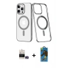 MARSİLYAN™- iPhone 14 Pro Max Kılıf Yörünge Minimal - Siyah 18D Cam Ekran Koruyucu + Bilvis Titan Kamera Lens - GS