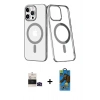 MARSİLYAN™- iPhone 14 Pro Max Kılıf Yörünge Minimal - Siyah 18D Cam Ekran Koruyucu + Siyah Bilvis Titan Kamera Lens